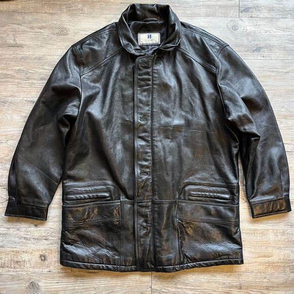 Other - Striwa Leather Jacket Vintage Black Men XL Winter 90s Zip Button Pockets